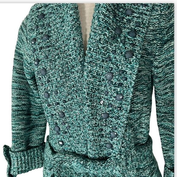 Jamie Gries gorgeous teal green midi sweater three quarter sleeve size XS - Picture 1 of 11